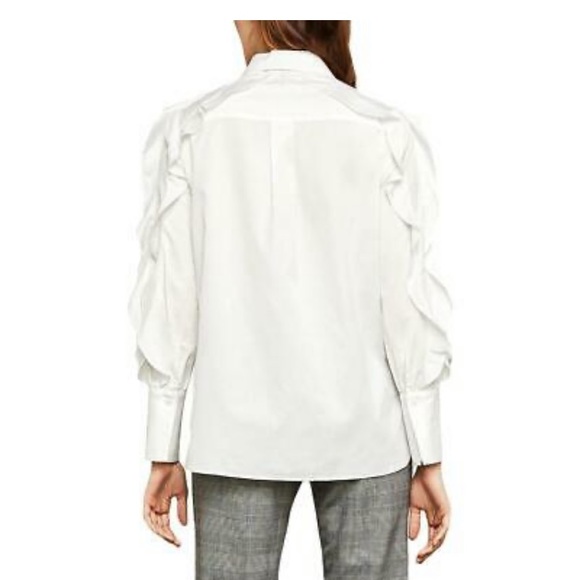 BCBG MaxAzria white ruffles shirt - Picture 7 of 7